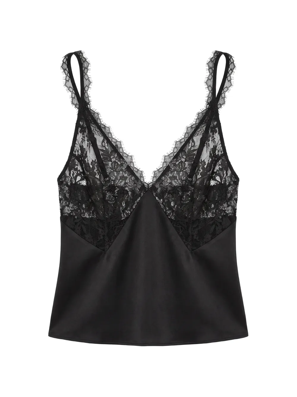 The Sei lace-bodice silk tank top - Nero