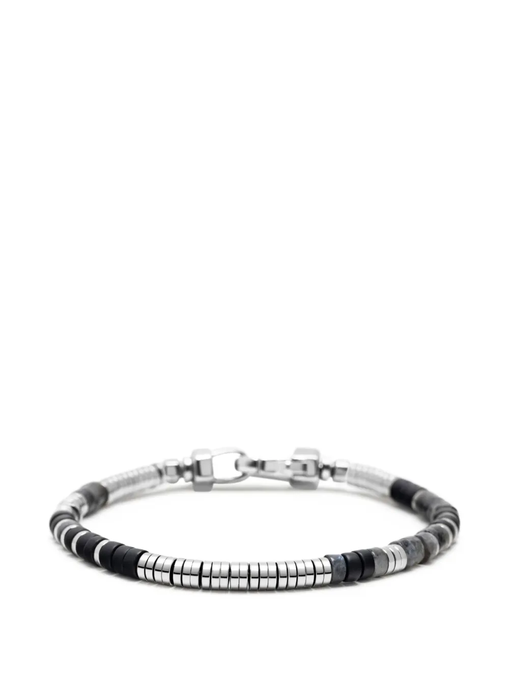 Nialaya Jewelry onyx labradorite heishi bracelet - Silber
