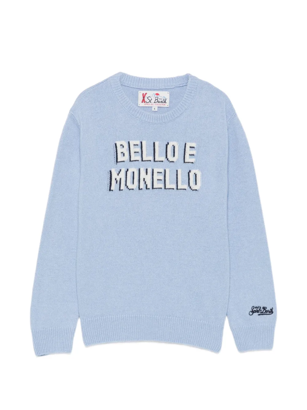 MC2 Saint Barth Kids slogan-knit sweater Blauw