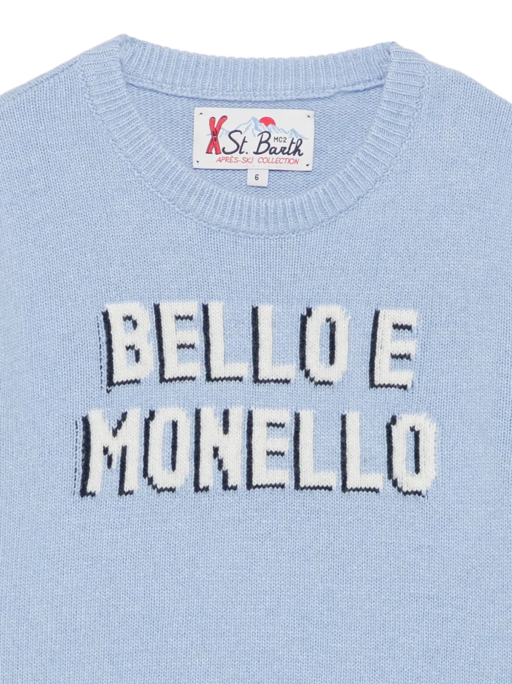 MC2 Saint Barth Kids slogan-knit sweater Blauw