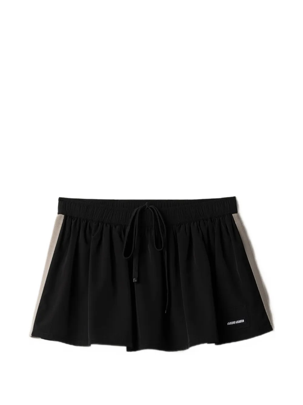 Miu Mini-rok met trekkoord en logodetail Zwart
