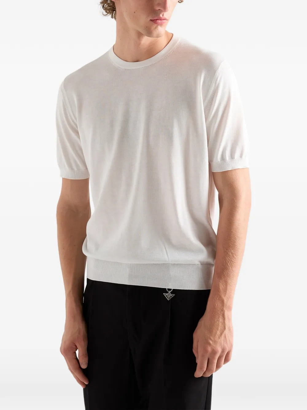 Prada silk and cotton crew-neck sweater Wit