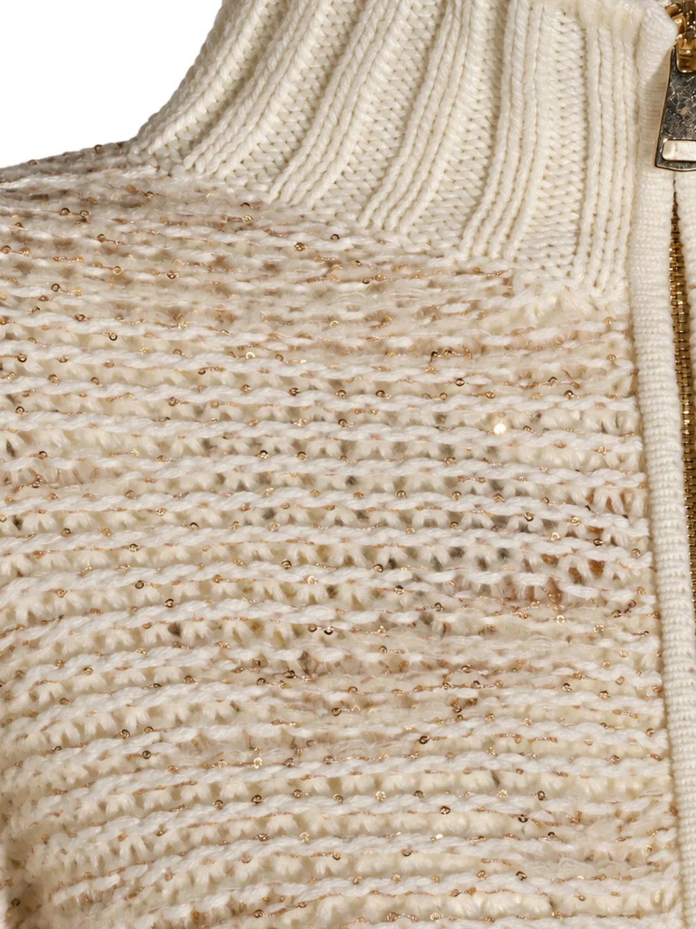Fabiana Filippi sequin-embellished zip-up cardigan Beige