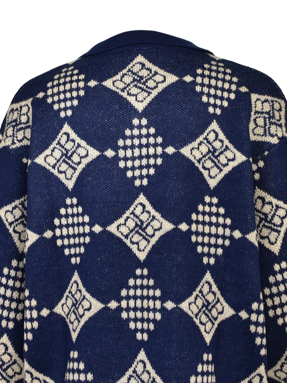 BREATH geometric-pattern polo sweater Blauw