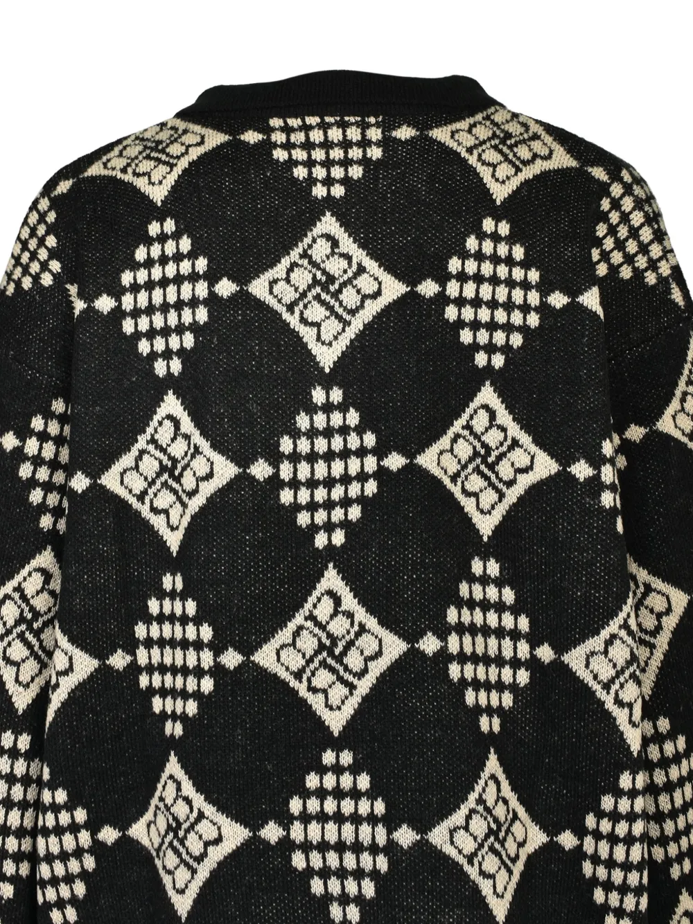 BREATH diamond-knit polo sweater Zwart