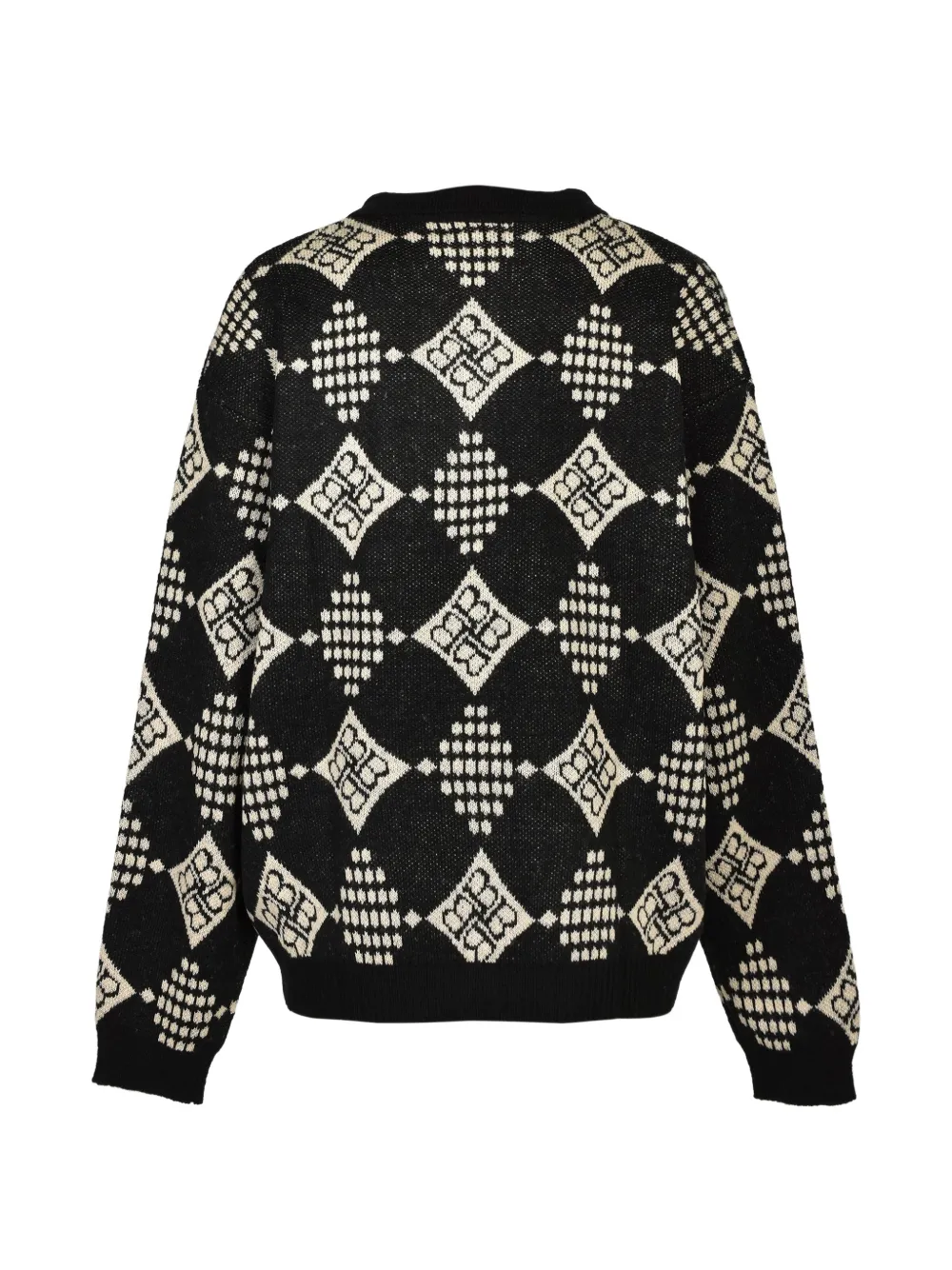 BREATH diamond-knit polo sweater Zwart