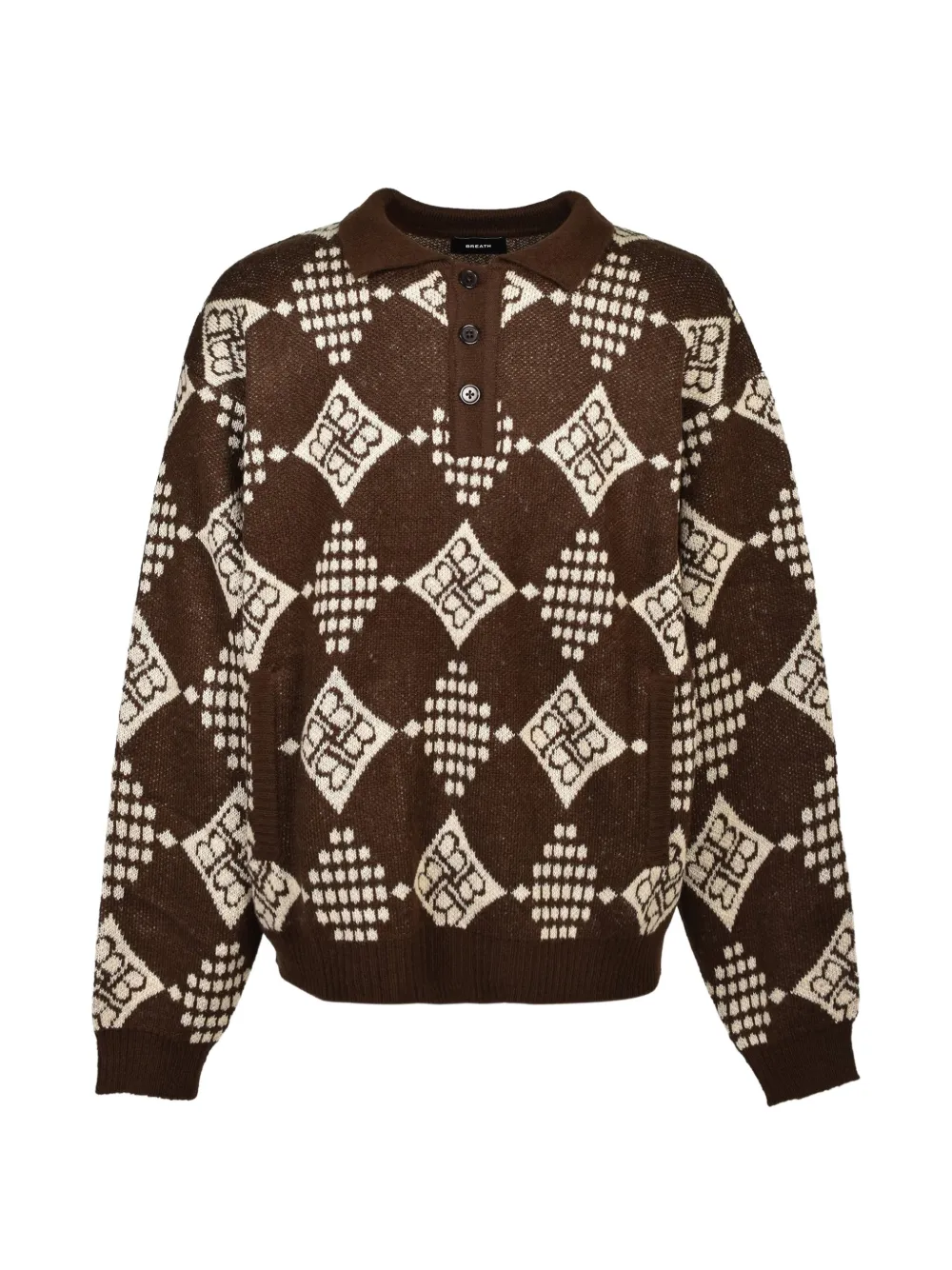 BREATH diamond-knitted polo sweater Bruin