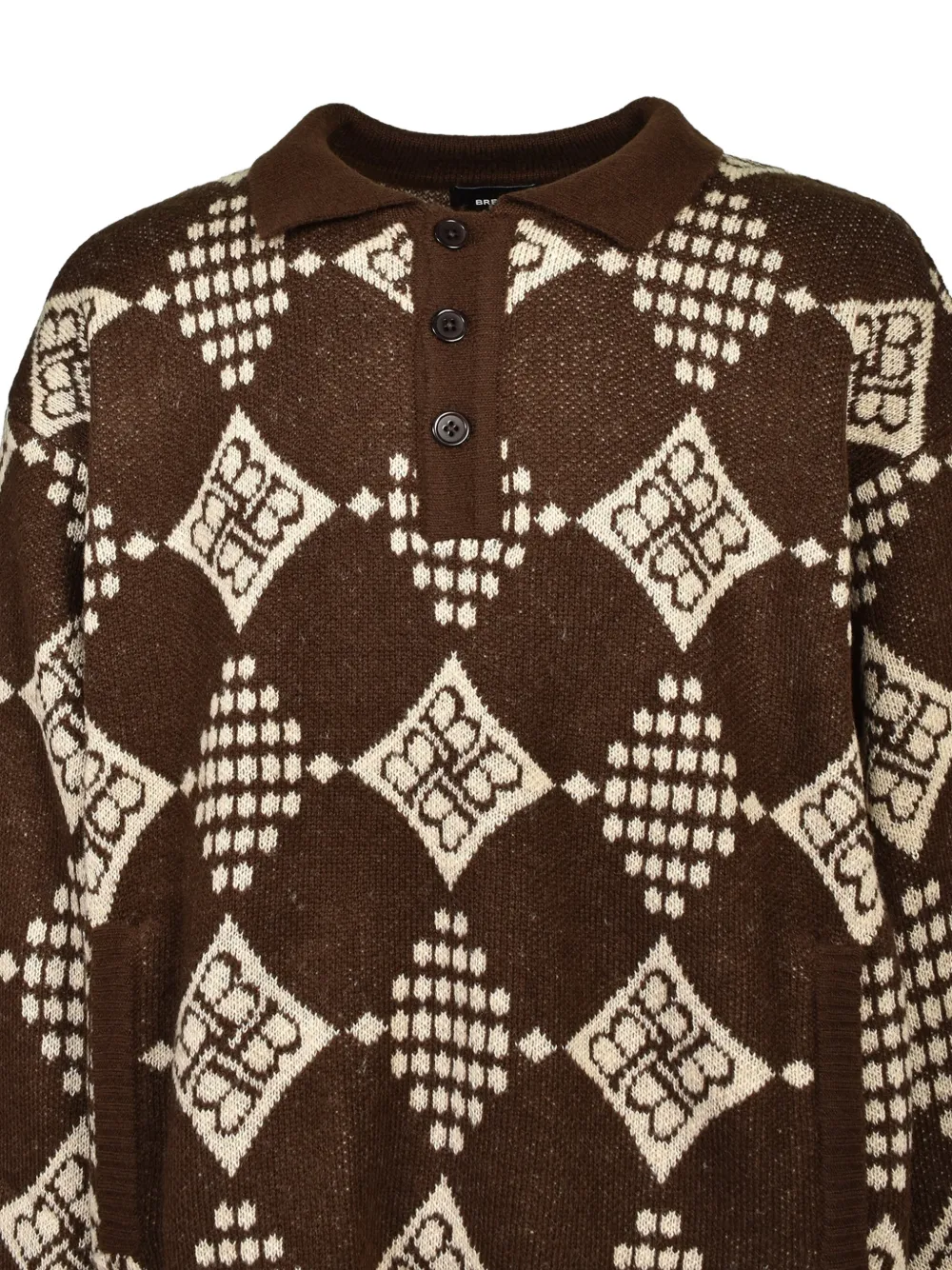 BREATH diamond-knitted polo sweater Bruin