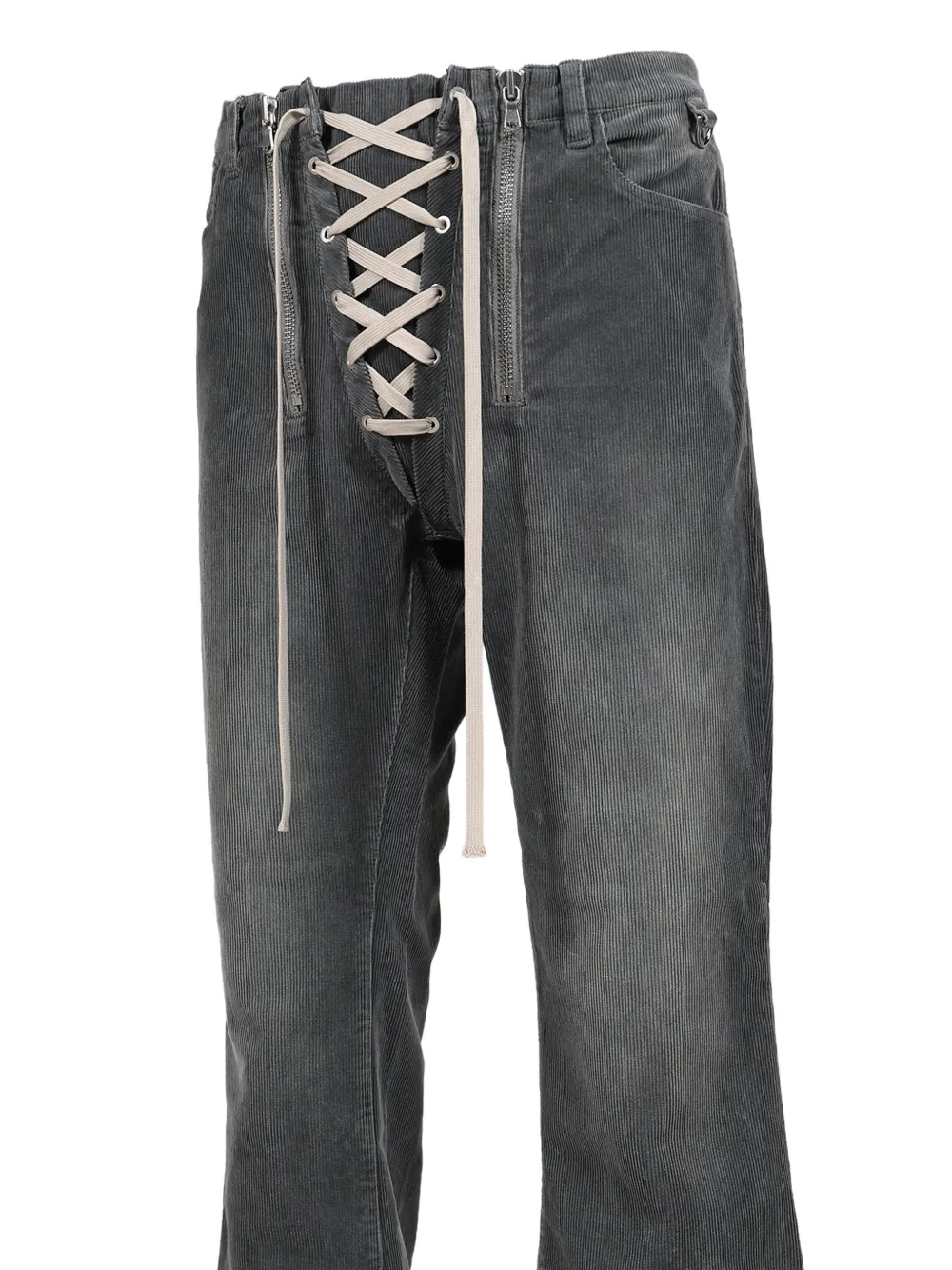 JUN NAKAYAMA lace-up flared jeans Grijs