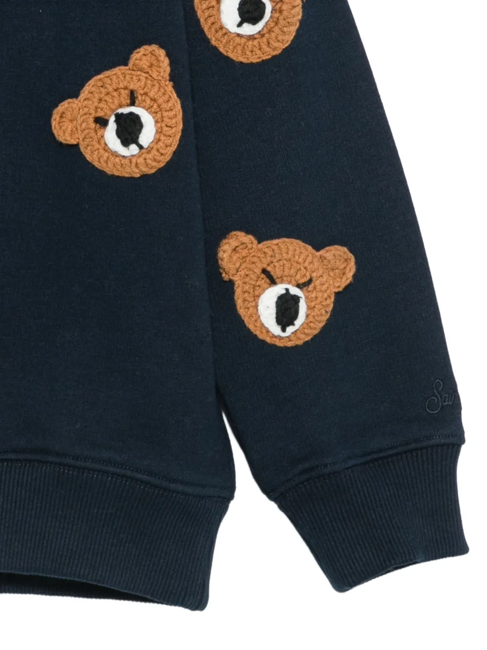 MC2 Saint Barth Kids Briony W bear-patchwork sweater Blauw