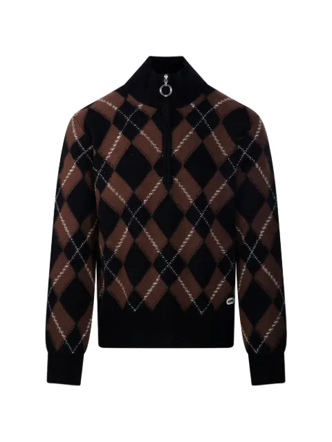 AMI Paris argyle quarter-zip sweater