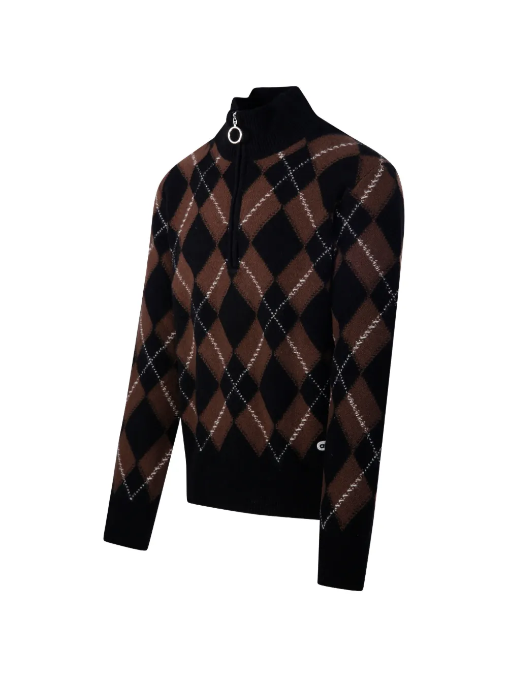 AMI Paris argyle quarter-zip sweater Zwart