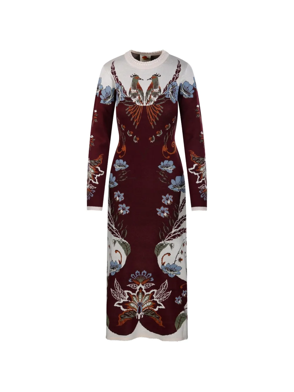 FARM Rio Millena long-sleeve knit midi dress Rood