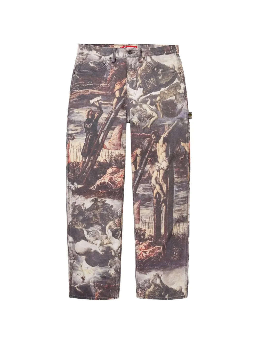 Supreme Crucifixion print painter trousers - Toni neutri