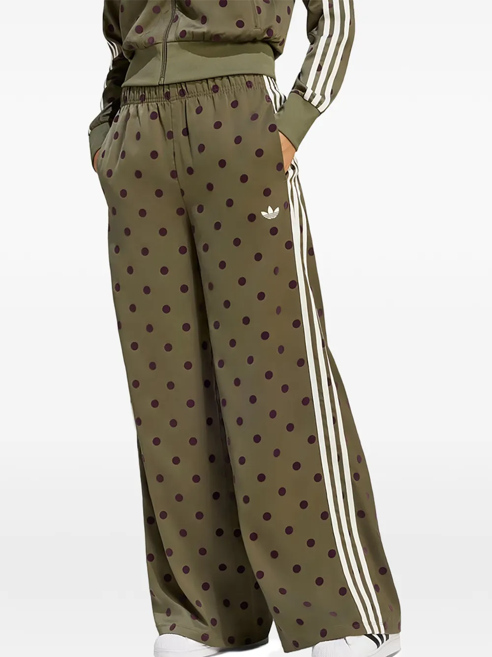 adidas polka-dot satin track pants Groen