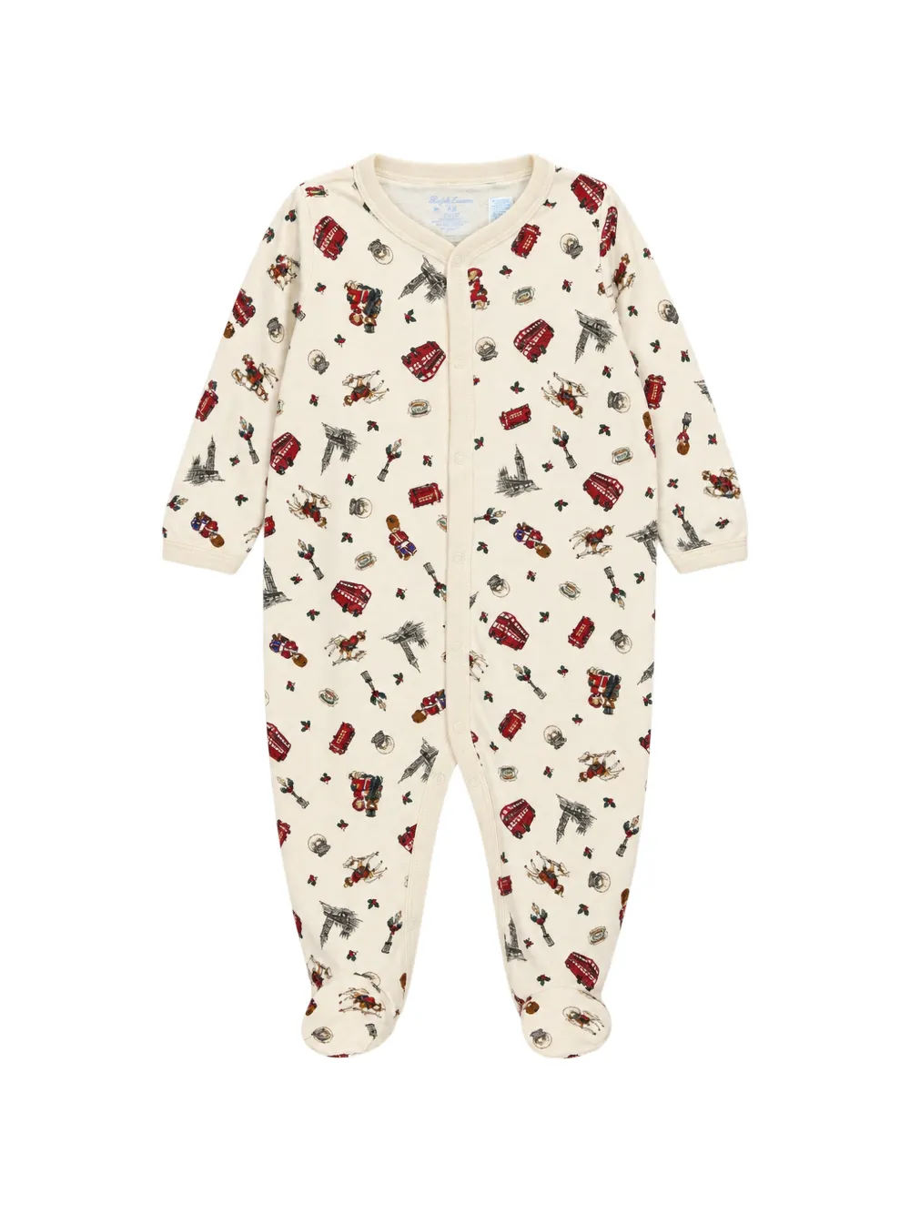 POLO RALPH LAUREN KIDS Polo Bear cotton interlock coverall Beige