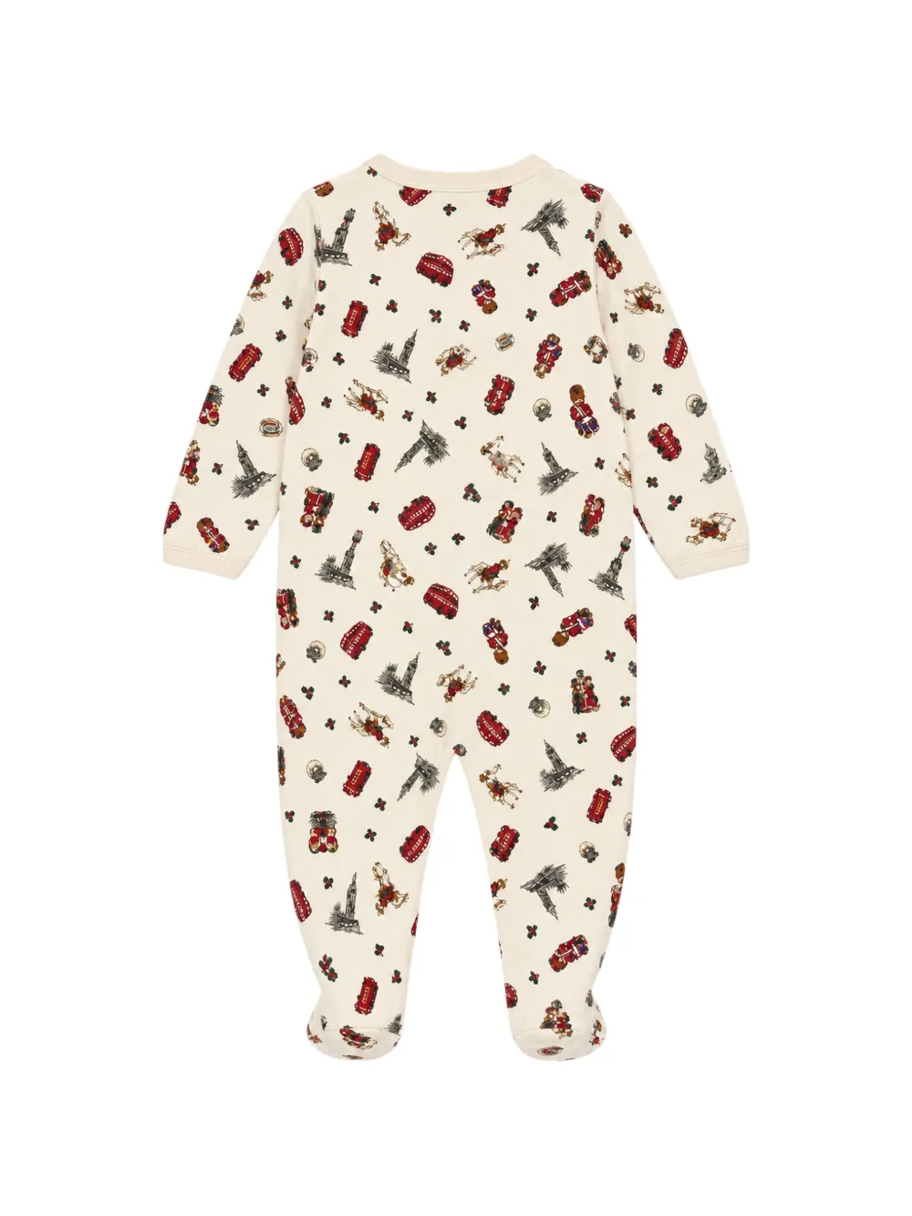 POLO RALPH LAUREN KIDS Polo Bear cotton interlock coverall Beige