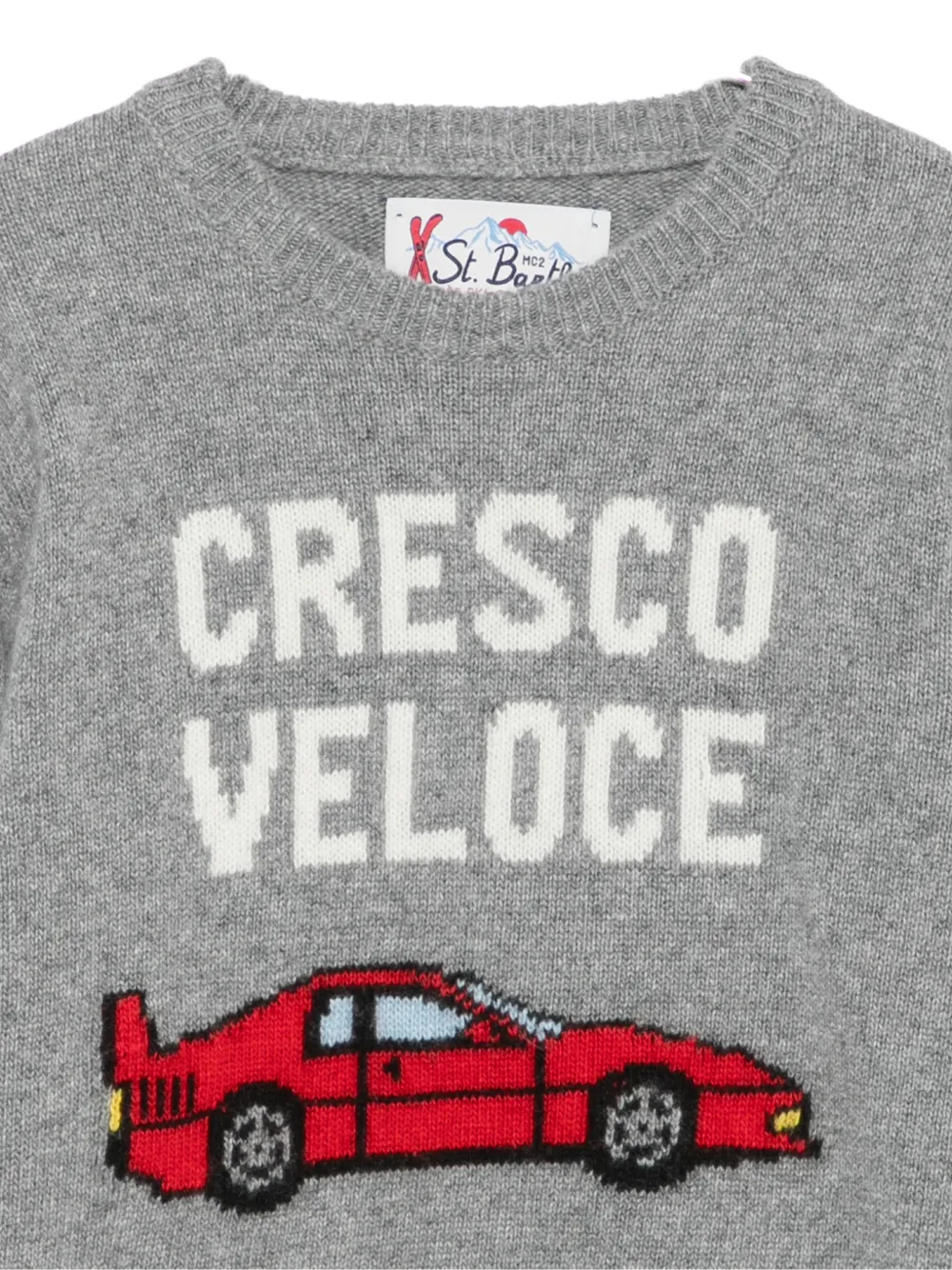 MC2 Saint Barth Kids Douglas car-intarsia sweater Grijs
