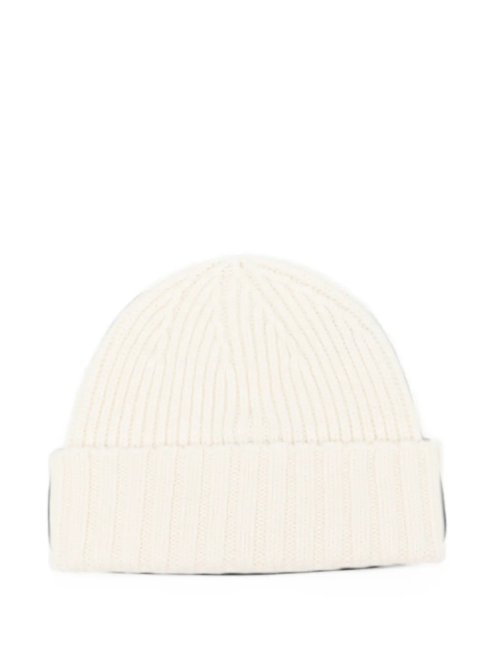MC2 Saint Barth Kids logo-patch ribbed-knit beanie hat Beige
