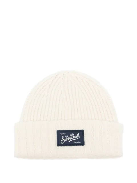 MC2 Saint Barth Kids logo-patch ribbed-knit beanie hat