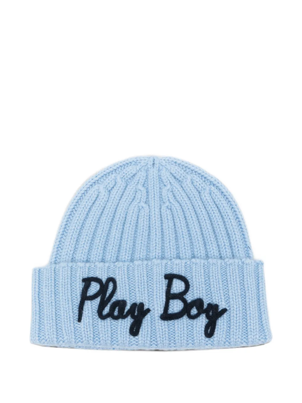 MC2 Saint Barth Kids cable-knit embroidered beanie hat Blauw