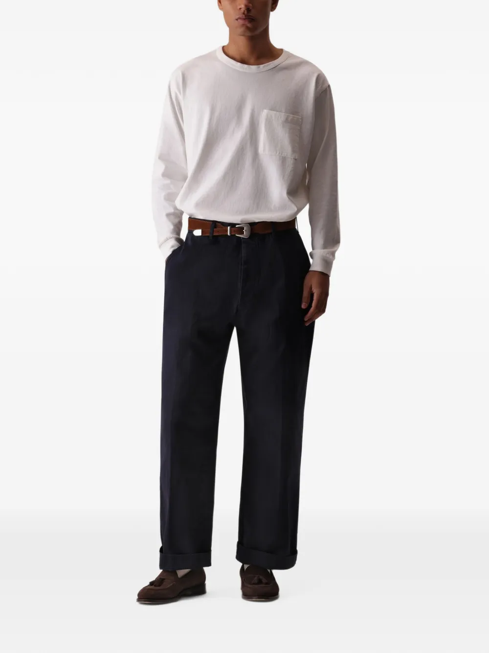 Fortela herringbone-pattern cotton trousers Beige