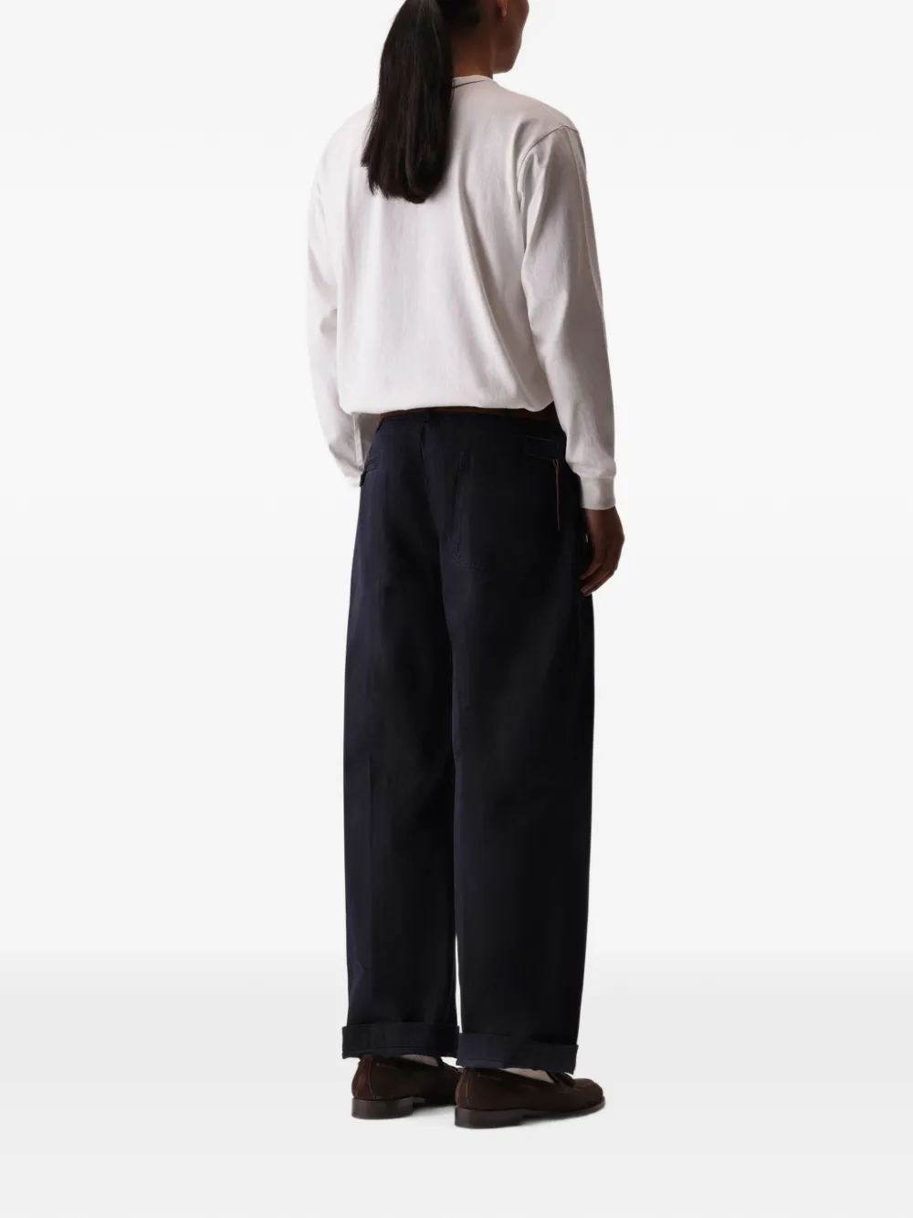 Fortela herringbone-pattern cotton trousers Beige