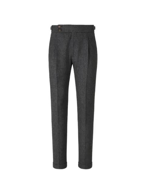 Berwich herringbone pleated trousers