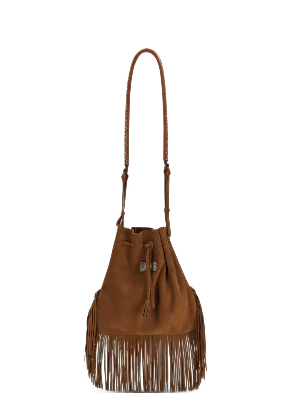 Fortela Kimi fringed suede bucket bag - Marrone