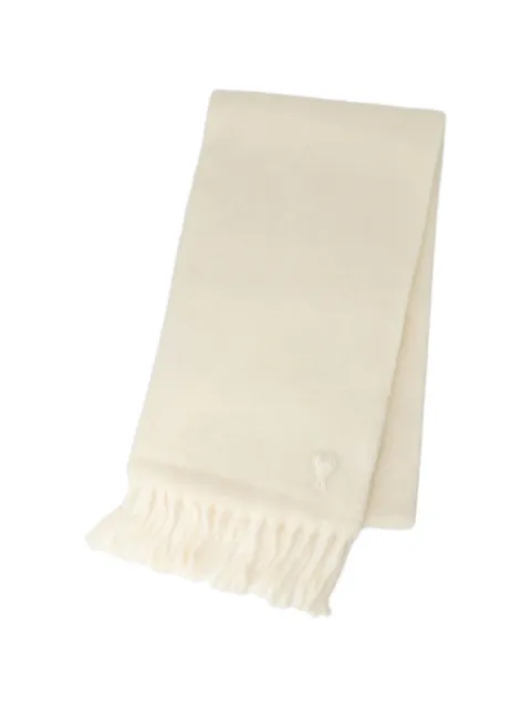 AMI Paris Ami de Coeur patch fringed scarf