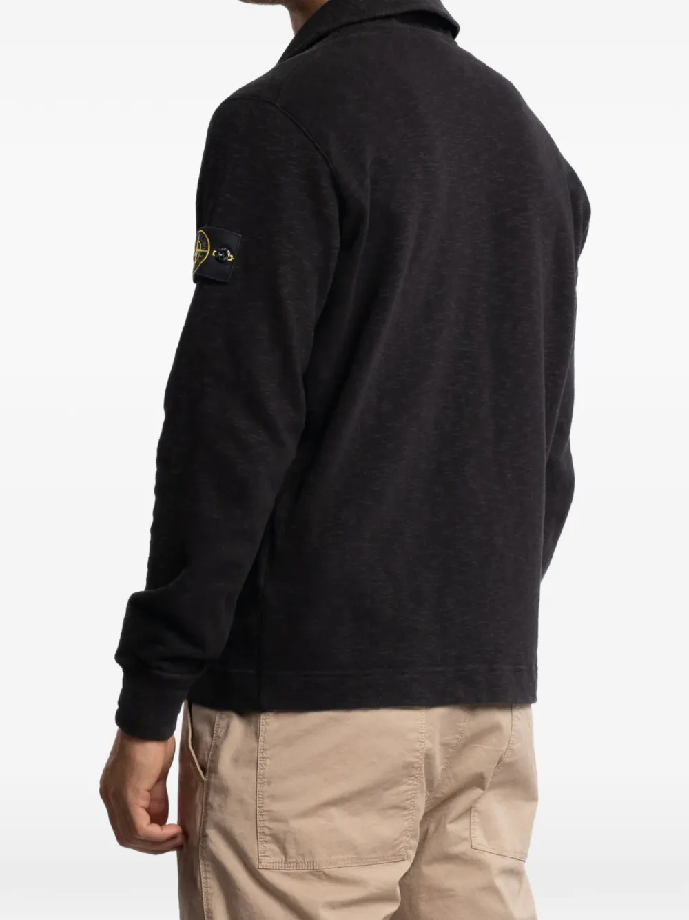 Stone Island logo-patch polo-collar sweater Zwart