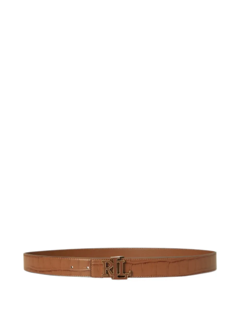 Lauren Ralph Lauren croc-effect RL logo-plaque belt - Braun