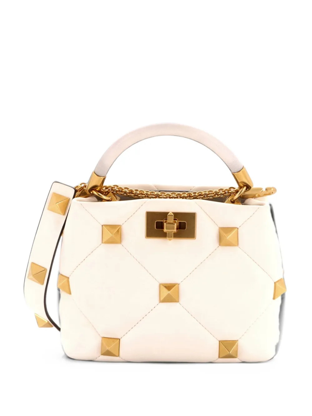 Valentino Garavani Pre-Owned Kleine Roman Stud Handtasche mit Steppung - Weiß