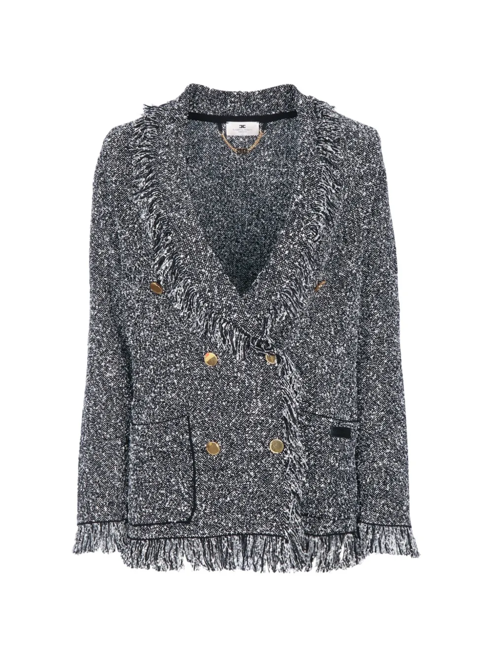 Elisabetta Franchi fringe-trim double-breasted jacket - Nero