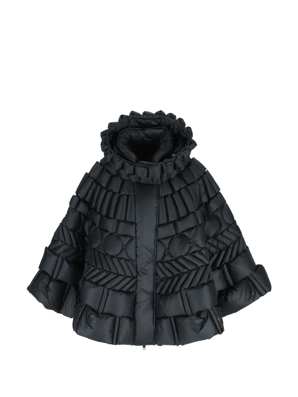 RAXXY quilted hooded cape - Schwarz