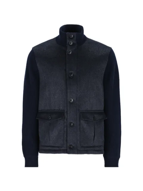 Herno knitted-sleeve button-up jacket