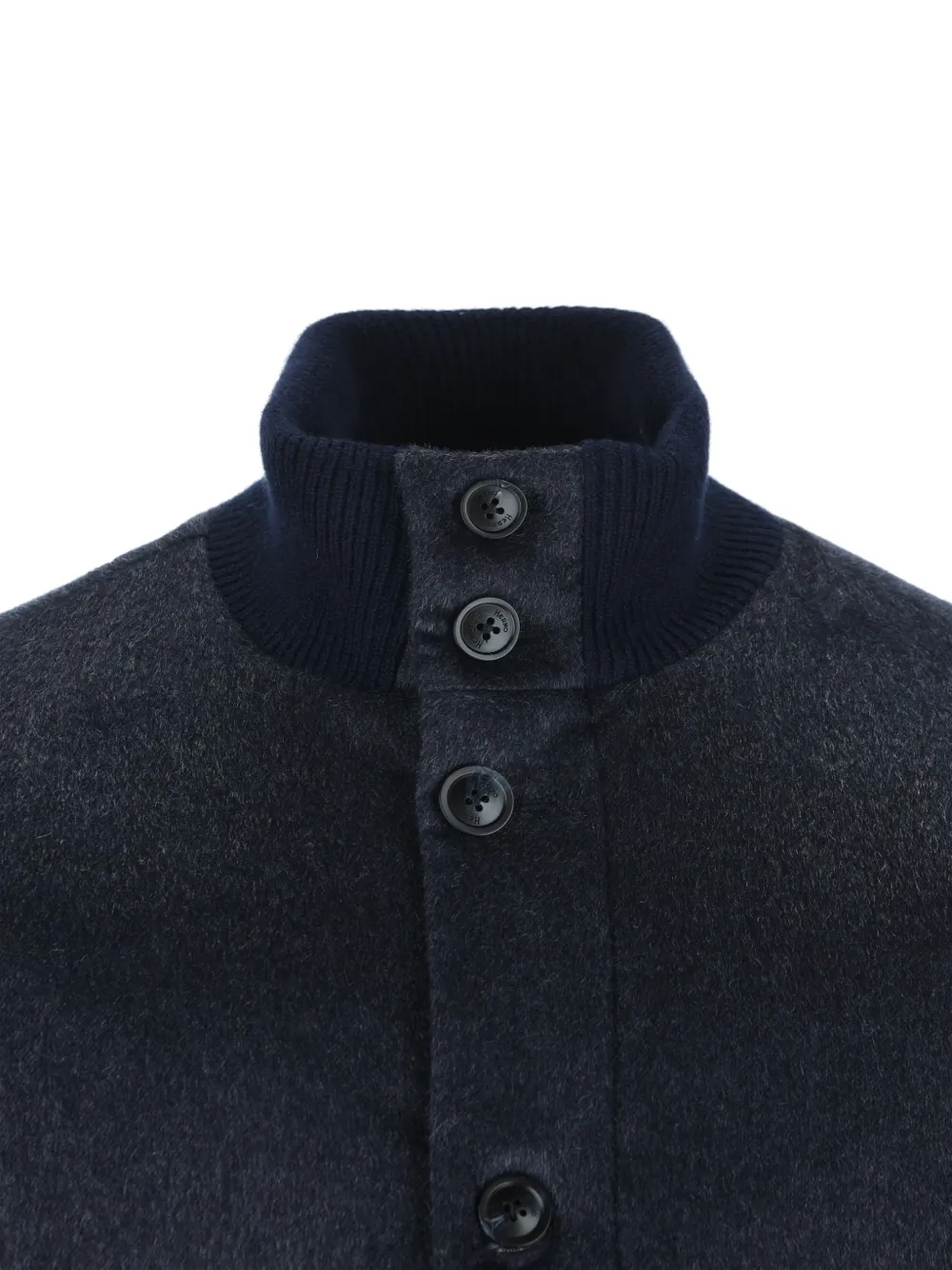 Herno knitted-sleeve button-up jacket Blauw