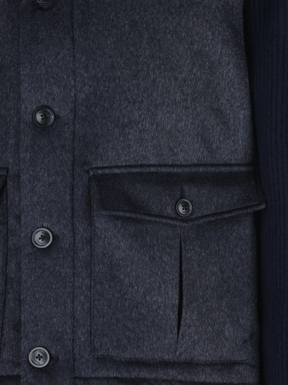 Herno knitted-sleeve button-up jacket Blauw