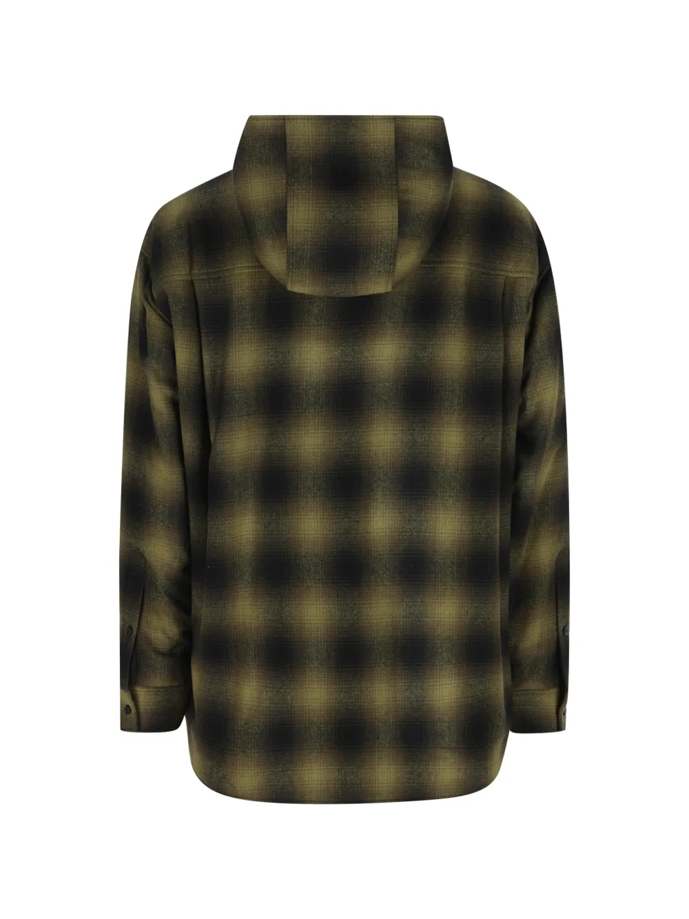 Balenciaga gradient-chequered hooded shirt Groen