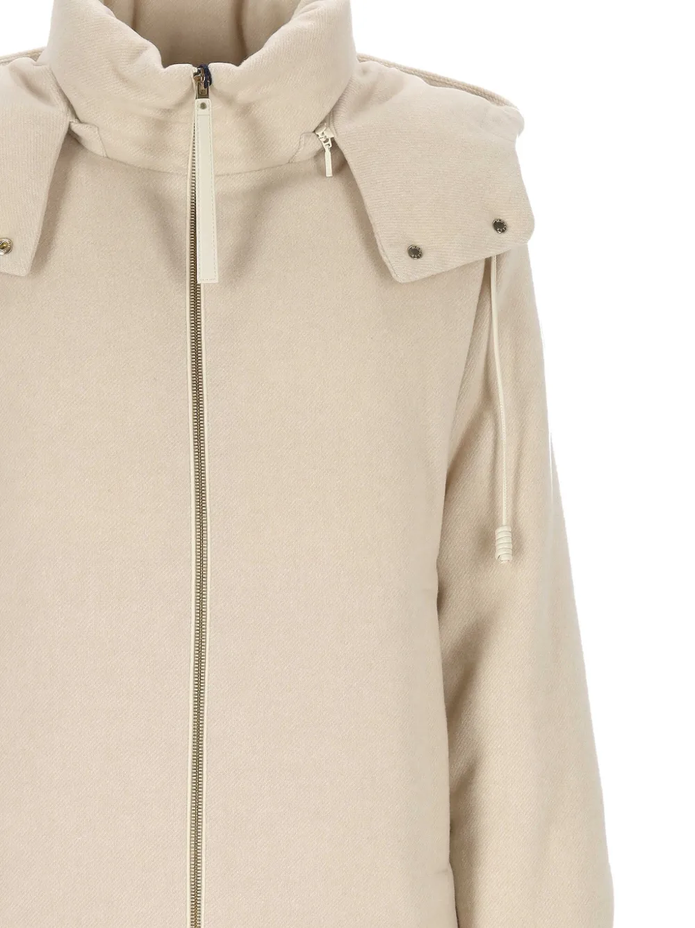 Moncler Vivante hooded wool & cashmere short down jacket Beige