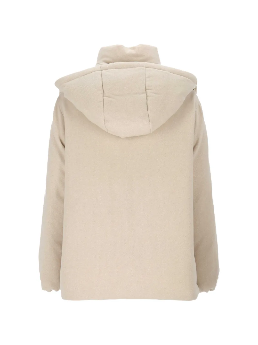 Moncler Vivante hooded wool & cashmere short down jacket Beige
