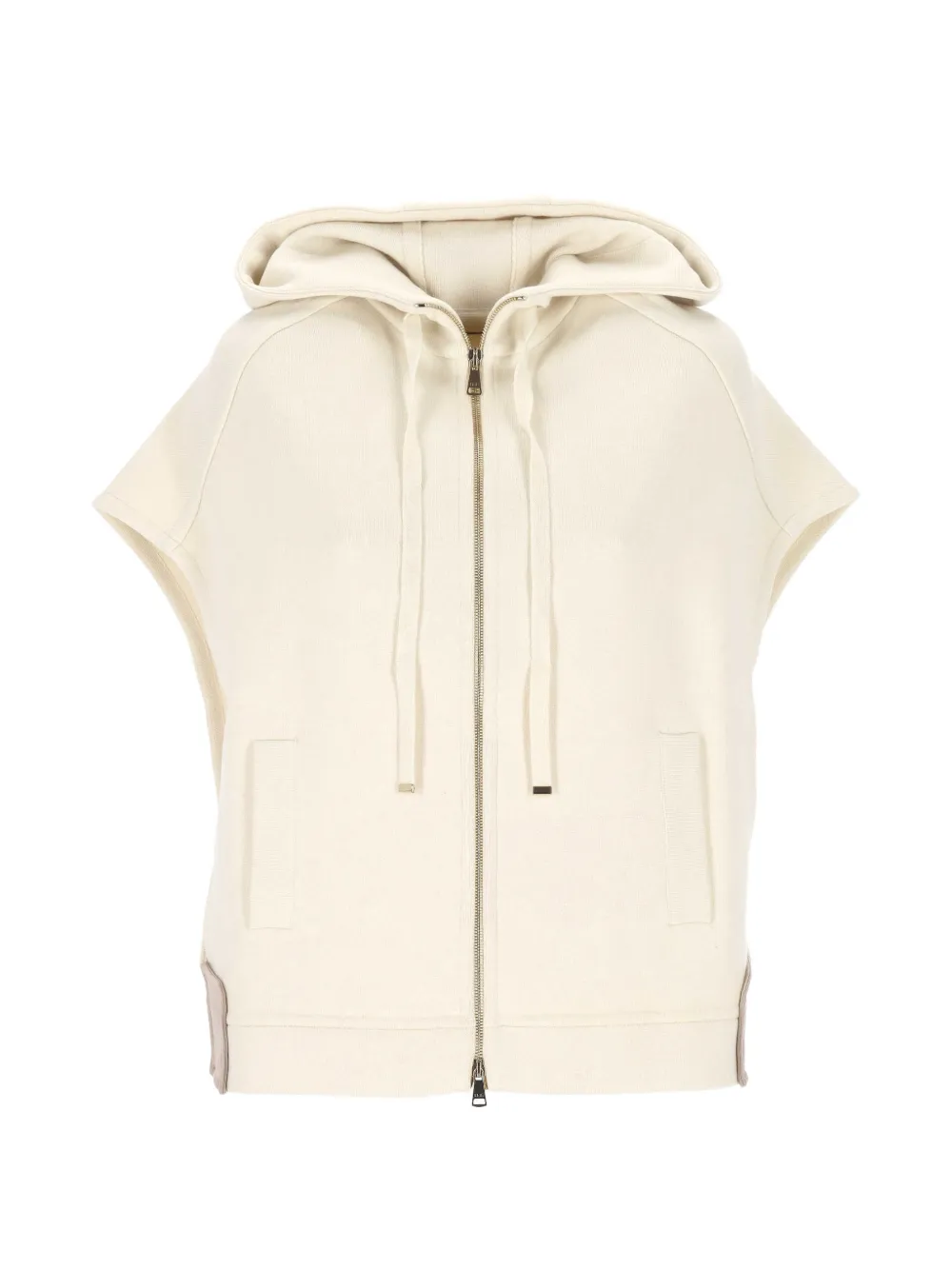 D.Exterior hooded sleeveless zip-up jacket - Nude