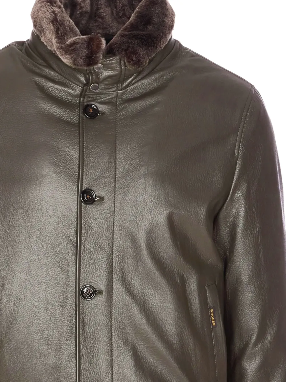 Moorer Cleros fur-trimmed leather jacket Bruin
