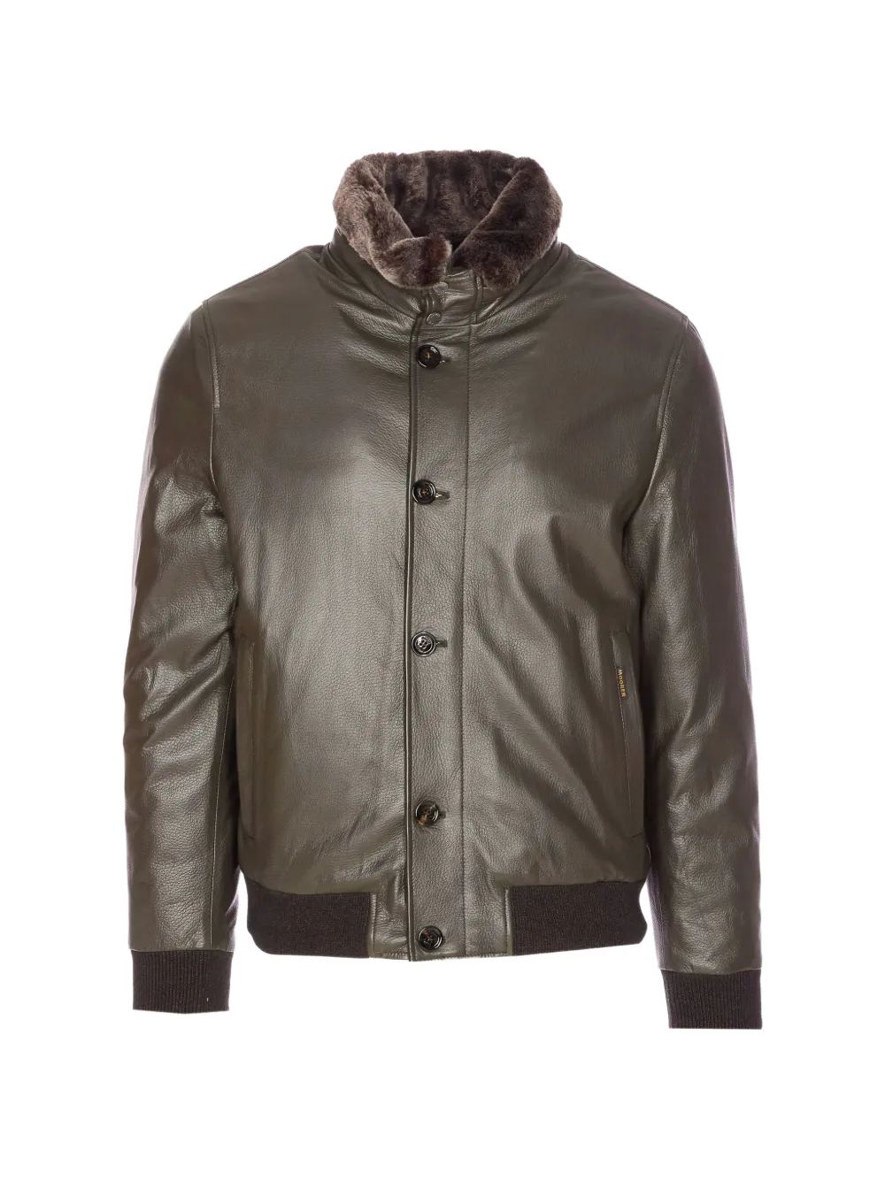 Moorer Cleros fur-trimmed leather jacket Bruin