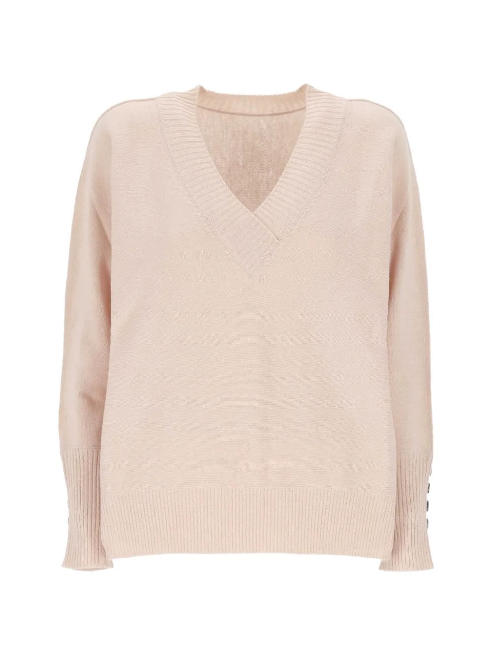 D.Exterior button-cuff V-neck sweater - Nude