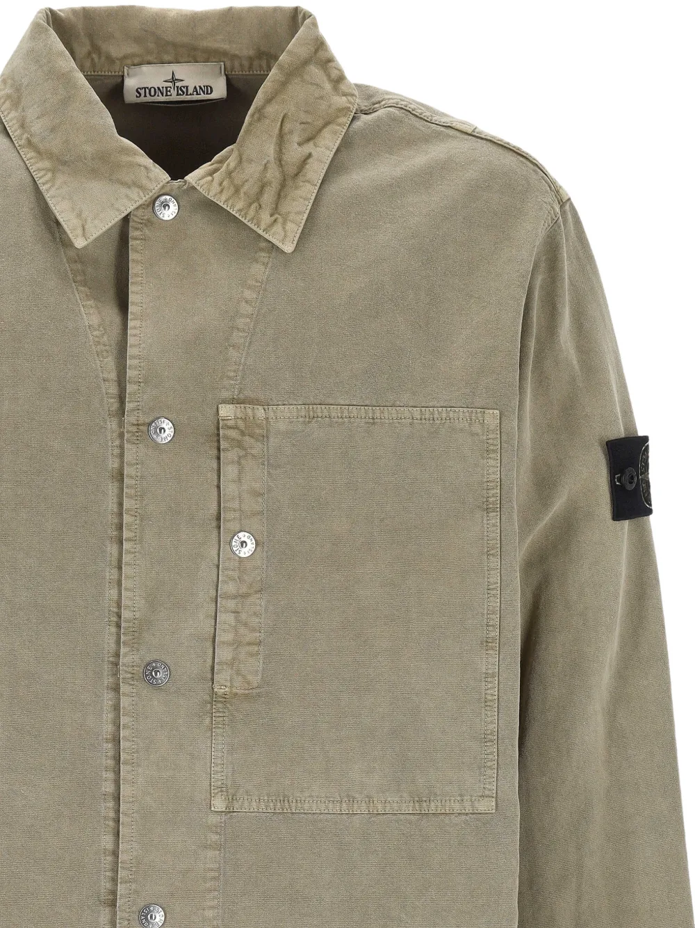 Stone Island 1200028 mineral-dyed Panama cotton overshirt Beige
