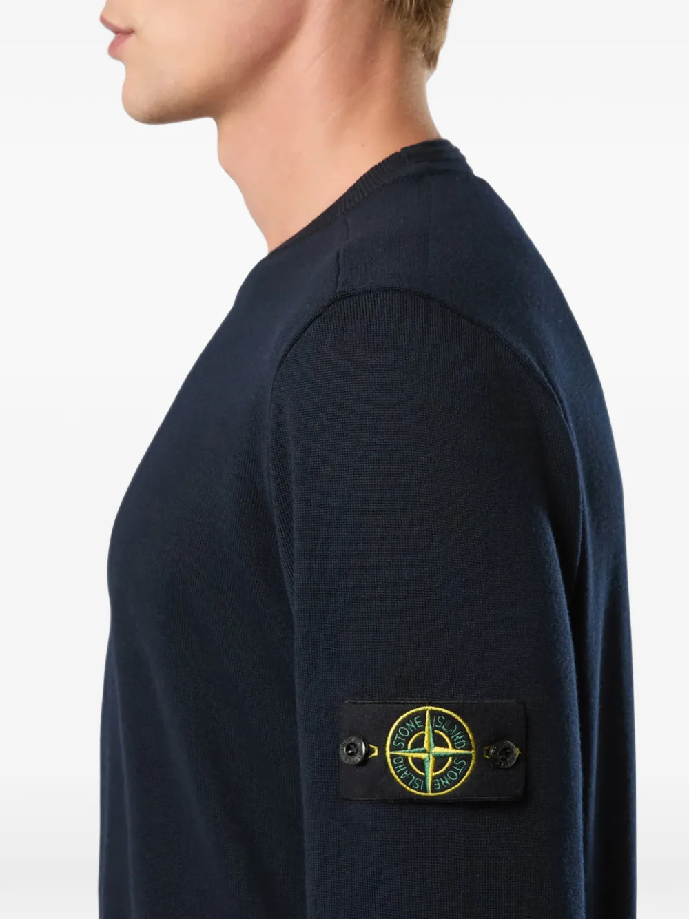 Stone Island 5100071 light pure RWS wool regular-fit crewneck jumper Blauw