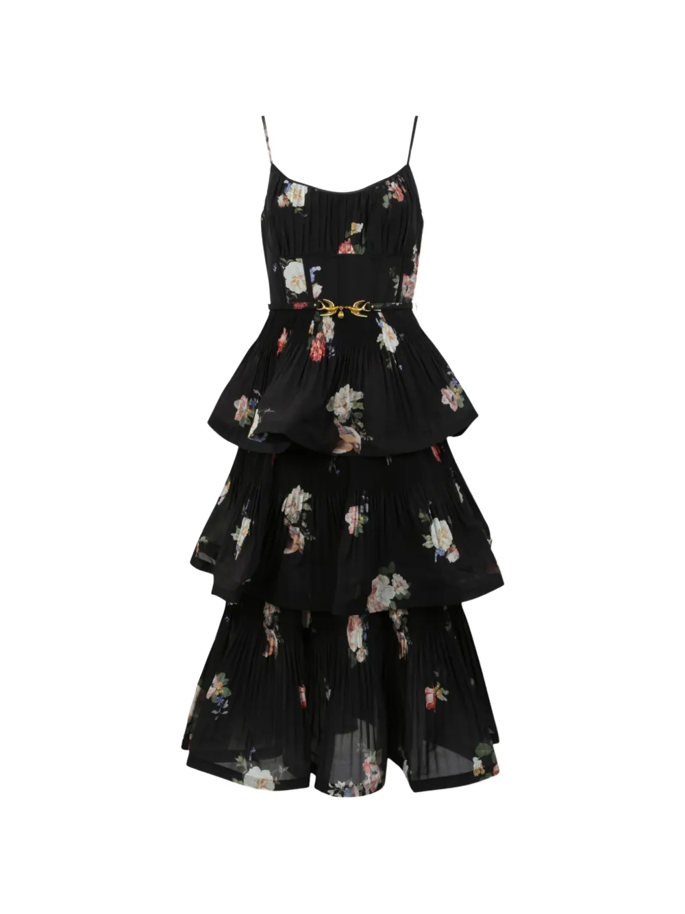 ZIMMERMANN bird-print plissé-effect dress Zwart