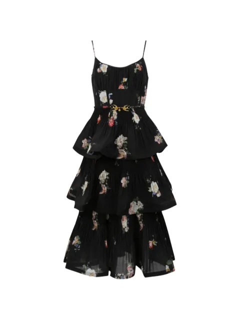 ZIMMERMANN bird-print plissé-effect dress