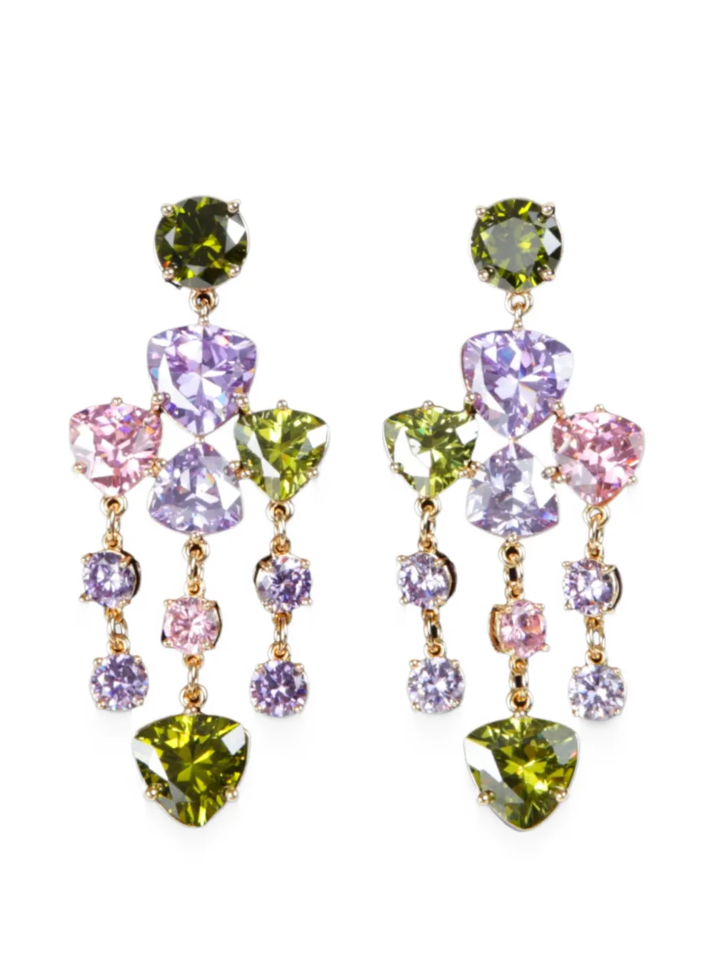 Self-Portrait multi crystal droplet earring - Oro